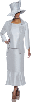 <b>Ladies Skirt Suit by GMI</b><br>Silver, Pink, Navy, White<br>Sizes 8 to 26W<br>Style G4643 <b>Ladies Skirt Suit by GMI</b><br>Silver, Pink, Navy, White<br>Sizes 8 to 26W<br>Style G4643