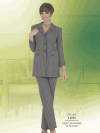 Career Pant Suit by Benmarc</b><br>Grey-Pinstripe<br>Sizes 12-30<br>Style 11151